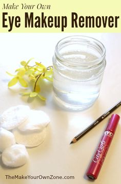 DIY Eye Makeup Remover - make your own eye makeup remover for only pennies per batch! Home Made Make Up Remover, Clock Repurpose, Diy Eye Makeup Remover, Diy Eye Makeup, Diy Potions, Mac Eye Makeup, Sustainable Makeup