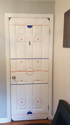 an ice hockey rink is painted on the front door