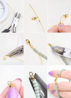 there are many different pictures of scissors being made with beads and gold platings