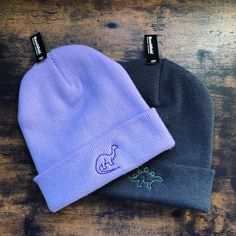 Winter Beanie Aesthetic, One-size Cotton Hat For Streetwear, One Size Cotton Hat For Streetwear, Cute Cotton Beanie Cap, Cute Cotton Cap Beanie, Fun Cotton Beanie Hat, Trendy Beanie With Embroidered Logo, Cute Purple Beanie Hat, Casual Beanie With Embroidered Logo