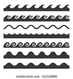 different types of waves in black and white, each with an individual wave pattern on it