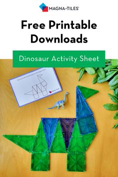 Dinosaur 2D builds from MAGNA-TILES Letters With Magnatiles, Dinosaur Building Activities, 2d Magnatiles, Easy Preschool Activities To Do At Home, Magnatile Ideas Animals, Magnatiles Shapes, Magnet Tile Dinosaurs, Magna Tile Dinosaur, Dress The People Magnatiles