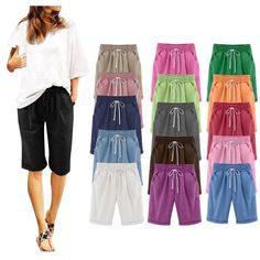 PRICES MAY VARY. This summer bermuda shorts for women is made of Polyester,Rayon,Cotton,soft and comfy, breathable and sweat-absorbing, skin-friendly fabric gives women wearing these casual shorts a comfortable experience.Classic cuts and slim fit designs accentuate your best features,this super-soft patch pocket shorts is the perfect addition to your wardrobe. ▶▶FEATURE: knee length bermuda shorts.Classic solid colors, trendy Hawaiian prints, and Independence Day prints,Fashionable shorts style Summer Shorts Women, Toddler Bathing Suits, Summer Beach Shorts, Swim Shorts Women, Womens Summer Shorts, Shorts For Women, Shorts Women, Yoga Shorts, Short Pajama Set