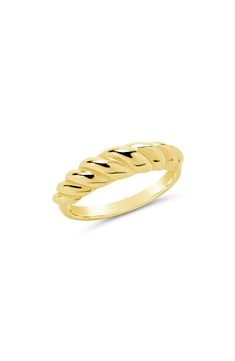 14K gold plating shines along twisted grooves that shape a unique ring that is perfect for stacking. 14K gold plated brass Imported Gold Twisted Promise Ring, Twisted 14k Gold Ring, Twisted Gold Anniversary Rings, Unique Ring, Keep Jewelry, Nordstrom Store, Sterling Ring, Unique Rings, Gold Plating