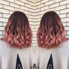 Deep Pink Hair, Gold Hairstyles, Gold Ombre Hair, Gold Hair Colors, Hair Color Rose Gold, Latest Hair Color, Balayage Blonde, Hair Idea, Ombré Hair