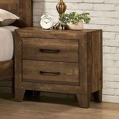 Wentworth Nightstand in Light Walnut Headboard Inspiration, Transitional Nightstand, Black Drawer, Black Drawer Pulls, Rustic Light, Nightstand Light, Rustic Nightstand, Black Drawers, Style Nightstand