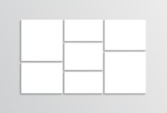 four squares are arranged in the same direction on a white background, each with different shapes and sizes