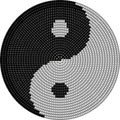 a black and white yin - yang symbol made out of beads