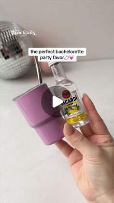 a person holding a bottle in their hand with the caption that reads, the perfect bachelor party favors