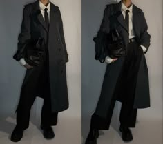 Detective Clothing Men, Detective Coat Outfit, Men Black Coat Outfit, Victorian Trench Coat, Styling Black Trench Coat, German Outfit Men, Modern Detective Outfit Men, Trench Coat Character Design, Paranormal Investigator Outfit