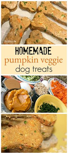 homemade pumpkin veggie dog treats with text overlay