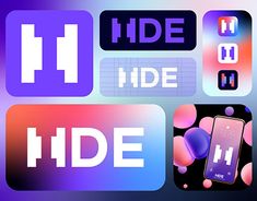 an image of various media icons on a blurry background with the words hide, hde, and mp3