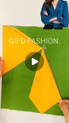 a woman holding up a piece of paper with the words gid fashion on it