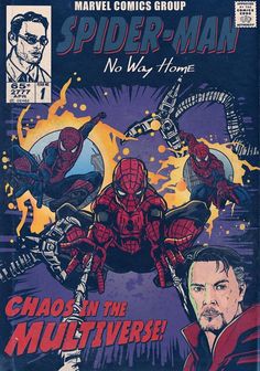 the cover to spider - man no way home, with an image of two men in suits