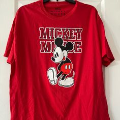 Disney Micket Mouse Large Women’s Red T-Shirt Plus Size. 100% Cotton, Made In Egypt, Machine Washable, Length 30”, Inseam 18”, Sleeve 8”, Width 22�”, Each Side Mickey Mouse Short Sleeve Top For Fans, Short Sleeve Mickey Mouse Tops For Fans, Red Graphic Print Top For Disney Fan Events, Red Tops With Character Print For Disney Fan Events, Red Character Print Tops For Streetwear, Red Graphic Tee For Disney Fan Events, Red T-shirt With Character Print For Fans, Red Short Sleeve Top With Mickey Mouse, Red Disney Crew Neck Top