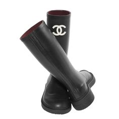 Chanel Rev Black White Caoutchouc Cc Logo High Pull On Rubber Rain Boots 40 ********** Chanel ********** Brand: Chanel Size: 40 (Know Your Chanel Size) Name: High Boots Color: Black Style: Rain Boots Season: Rev Style#: G39620 X56326 94305 Material: Caoutchouc White Cc Logo Black Toe Black Rubber Caoutchouc Material Stacked Back Heel With Chanel Logo Pull On Style High Rain Boots Brand New In Box, Comes With Box And Dust Bag 100% Authentic Or Your Money Back Great Gift I Ship Worldwide Any Other Designer Black Boots With Branded Insole, Designer Black Boots With Reinforced Heel, Designer Black Boots With Lug Sole, Designer Black Calf Leather Boots, Trendy Black Waterproof Rain Boots, Black Calf Leather Boots With Branded Heel, Designer Waterproof Boots With Round Toe, Chanel Rain Boots, Chanel Boots