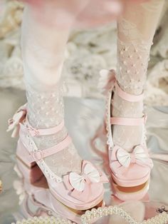 Step into a world of whimsy with these charming Sweet Lolita Shoes, perfect for tea parties or everyday outings. Featuring a delightful round-toe design, these shoes boast a comfortable 8cm high block heel, offering both style and stability. The shoe's upper is adorned with an elegant bowknot, adding a touch of sweetness to your ensemble, while the detachable butterfly clip at the heel offers customizable flair. Completing the look are heart-shaped buckles that infuse a romantic touch, making th Cute Bow Heels For Spring, Cute Spring Heels With Round Toe, Cute Bow Heels With Round Toe, Cute Heels With Bow And Round Toe, Cute Low Heel Platform Heels, Cute Round Toe Heels With Bow, Cute Ankle Strap Heels For Spring, Dream Daughter, Heart Heels