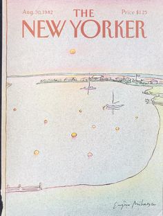 the new yorker magazine cover with an image of a beach and city in the background