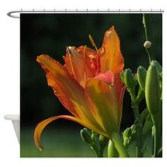 an orange flower is blooming in the sun shower curtain set size 69 h x 69 w