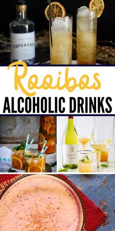 the collage shows different types of alcoholic drinks