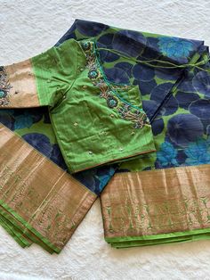 Saree falls and pico done. Blouse size: 38 can be extended till 44 Ready to ship across across USA Very light weight and easy to wear . Ready to ship across USA. No Returns/Exchanges... Custom blouse alteration will be charged and has to be paid upfront if applied. Please mention delivery  expectation when placing order. If priority delivery is expected charges will be applied. please understand there may be slight color variation based on the viewing device.. Delivery Time: Mostly Shipped in 24-48 hrs. If custom alteration expect the deliver time to change. Green Tissue Silk Blouse With Dupatta, Designer Green Tussar Silk Sets, Bollywood Style Green Pre-draped Saree With Motifs, Green Anarkali Blouse Piece In Tissue Silk, Designer Green Tissue Silk Blouse Piece, Green Tissue Silk Blouse Piece For Navratri, Navratri Green Tissue Silk Blouse Piece, Green Silk Pre-draped Saree With Dori Work, Green Tissue Silk Saree With Dori Work