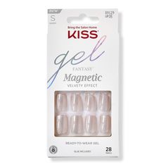 Gel Fantasy Magnetic Fashion Nails -  Try the hottest mani trend with KISS Gel Fantasy Magnetic Fashion Nails. Made with a magnetic powder effect that imparts a textured, velvety finish, just like salon magnetic nails. The results look natural with a comfort fit that feels just like your own nails.    Features     On-trend white fashion nails are short length & square shaped Magnetic powder effect for a textured, velvety finish Comfortable, durable & flexible Easy one-step application with long- Kiss Glue On Nails, Kiss Nails Kit, Kiss Gel Fantasy Nails, Kiss Press On Nails, Sculpted Gel Nails, Pink Gel Nails, Kiss Nails, Fantasy Nails, Magnetic Nails