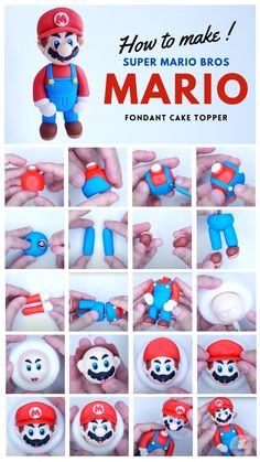 how to make super mario bros mario fondant cake topper - step by step instructions