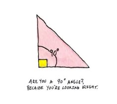 a drawing of a pink triangle with the words are you a go angle? because you're looking right