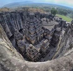 an aerial view of the rock cut temples in india