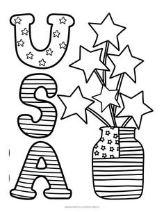 the letter u is for stars coloring page