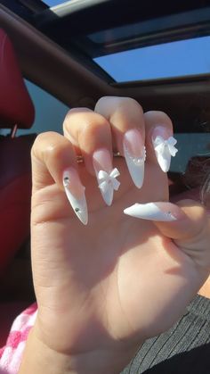 White French Wedding Nails, Luxury French Tip Nails, Almond Nails With Gems, Baddie Nails, Soft Nails, Square Acrylic Nails, Funky Nails