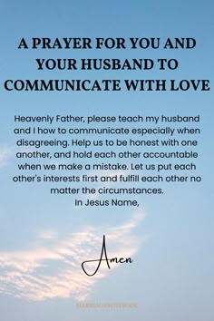 a prayer for you and your husband to communicate with love