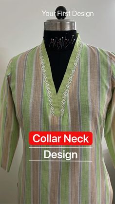 the collar neck design on a mannequin's dummy is shown with text that reads, you first design