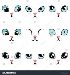 cartoon eyes with different shapes and sizes