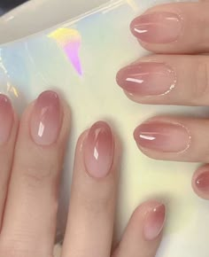 Pink French Tip Nails, Membentuk Alis, Pink French Tip, Blush Nails, Fake Nails With Glue, Gradient Nails