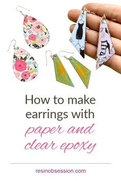 how to make earrings with paper and clear epoxy