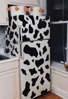 Cow print fridge Fridge Wrap, Weird Furniture, Being Replaced, Future Apartment Decor, Funky Home Decor, Cottagecore Style, Quirky Home Decor, Apartment Decor Inspiration, Google Lens