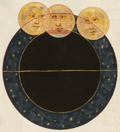 an image of three faces in the middle of a circle with stars around it and on top of each other