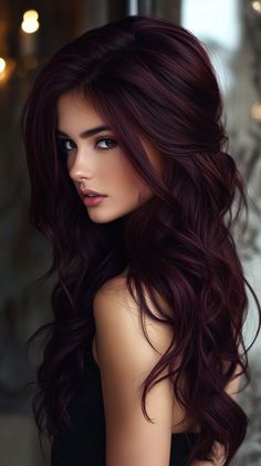 Dark Brown Burgundy Hair, Brown Burgundy Hair, Dark Fall Hair Colors, Dark Fall Hair, Rambut Brunette, Wine Hair, Dark Red Hair