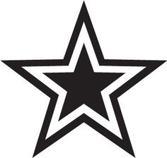 a black and white image of a star with one side facing the viewer, on a white background