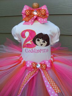 Dora the Explorer Tutu Outfit PICK YOUR by SallysTutuBoutique, $19.99 Outfits Birthday, Minnie Mouse Birthday Outfit, Butterfly Fairy Wings, Layered Bow, 1st Birthday Tutu, Custom Birthday Shirts, Tutu Skirts, Birthday Tutu Outfit