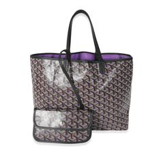 Goyard Black Violet Goyardine Saint Louis Claire Voie Pm 0.5lb Goyard Luxury Purple Bags With Leather Handles, Goyard Saint Louis, Black Leather Handbags, Saint Louis, Leather Handbag, Silver Hardware, St Louis, Leather Handbags, Bags Handbags