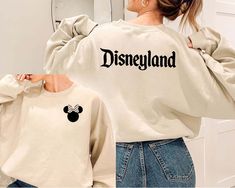 Crew Neck Sweatshirt Disney, Disney Sweat Shirts, Family Disney Sweatshirts, Disney Hoodies For Women, Disneyland Christmas Outfit, Disney Gifts For Adults, Disneyland Sweatshirt, Disney Trip Outfits, Surprise Vacation