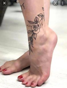 20 Elegant Ankle tattoo for women in 2022.women special whate are you wating for save this pic on your gallery and make this tattoo on your ankle. #tattoo #tattoo for women #women tattoo #ankle tattoo for women. Vine Foot Tattoos, Rose Tattoo On Ankle, Ankle Tattoo Designs