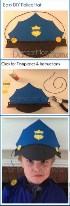 the instructions on how to make a police hat for kids with paper mache and glue