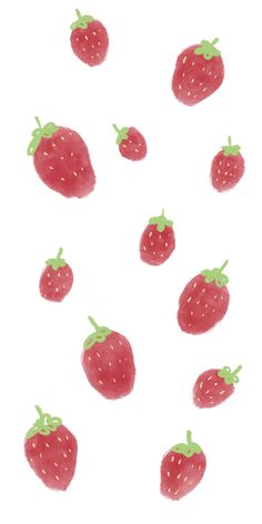 some strawberries are flying in the air