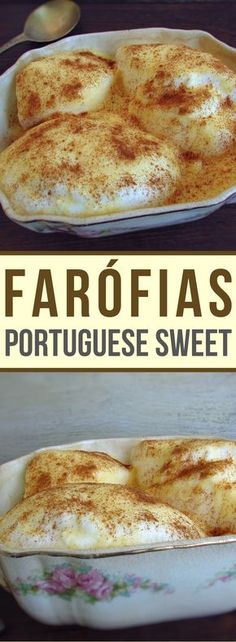 an image of some food in a dish on a table with the words faroflasa portuguese sweet