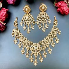 Small Earrings Gold, Jadau Jewellery, Necklace Set Gold, Back Chain, Bridal Jewelry Vintage, Jewellery Design Sketches