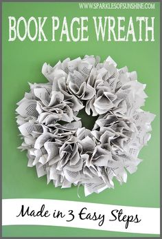 a book page wreath made from 3 easy steps