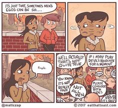 a comic strip with two people talking to each other